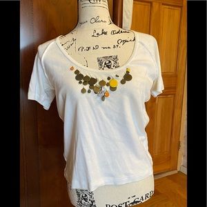 Sonia Rykiel White cotton Top with gipsy coins XL